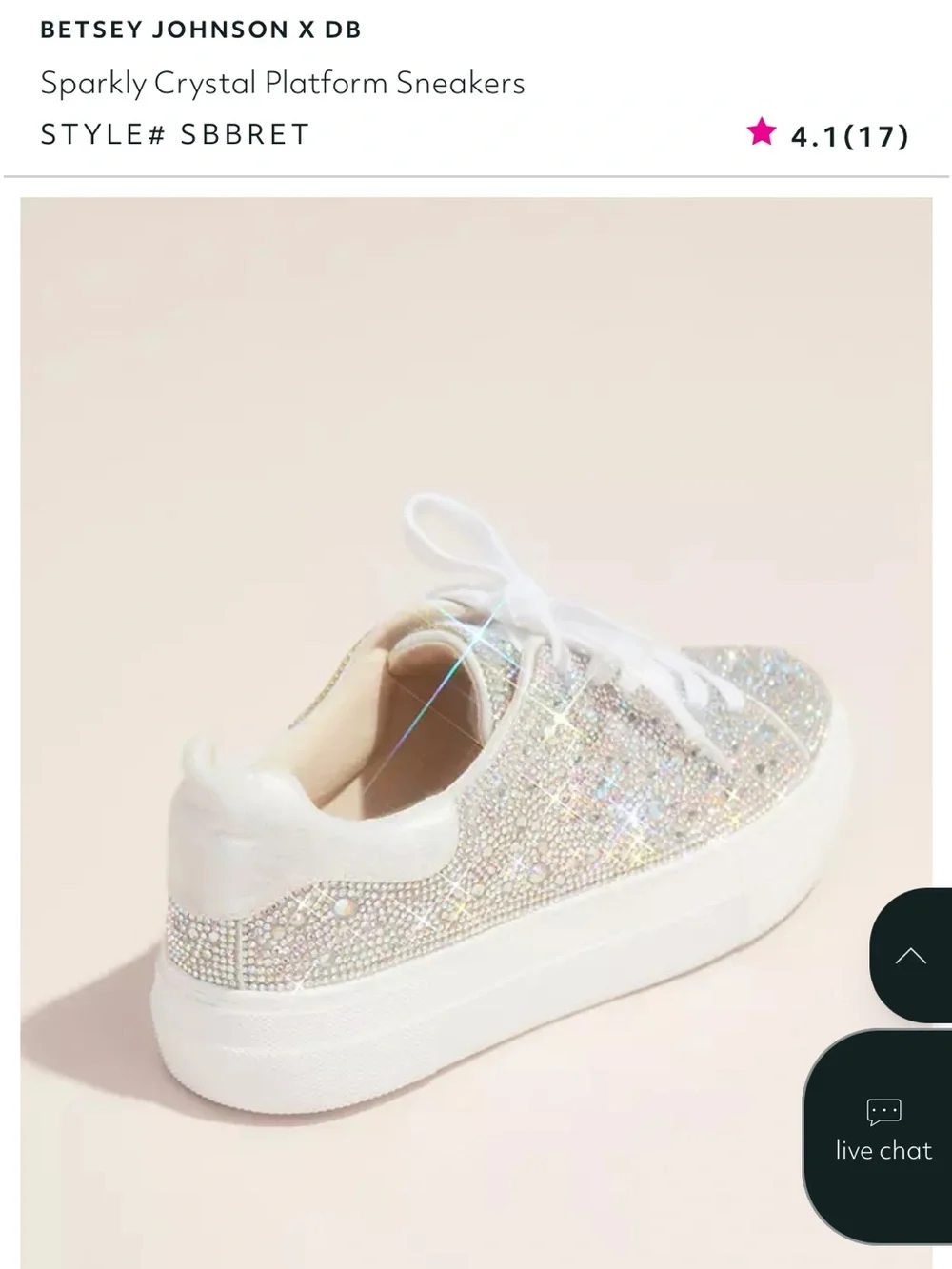 Betsey Johnson Iridescent Crystal Platform Sneakers - White - Picture 2 of 6